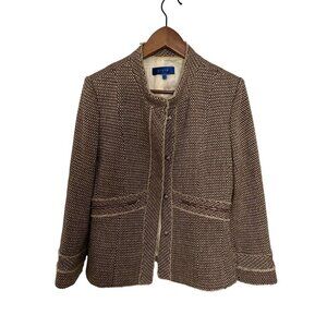 LILIU Blazer Jacket Size 8 Knitted Lined Metallic Deep Lavender